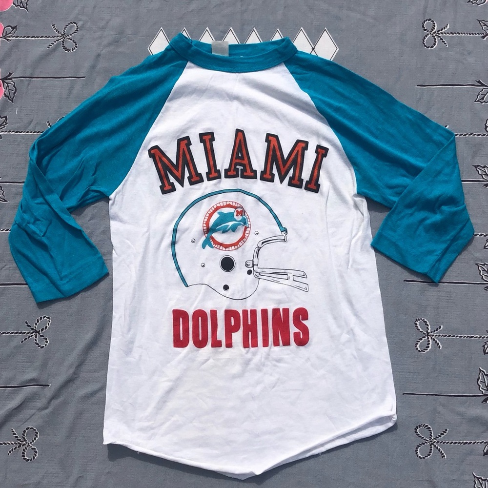 Vtg Miami Dolphins Raglan Shirt